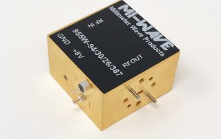 955W-94/30/26/387, RF Power Amplifier, WR-10, 92 GHz - 96 GHz, Small Signal Gain (dB) 20 dB, Output Power(Psat) (dBm) +28 dBm