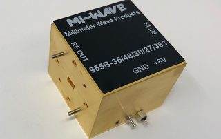 955B-35/48/30/27/383, Power Amplifier, 35 GHz - 48 GHz, Small Signal Gain 30 dB, Output P1dB 25 dBm, Output Saturated Power 27 dBm