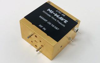 955WF-35/10/387, WR-10, Low Noise Amplifier, 75 GHz - 110 GHz , Small Signal Gain 35 dB, Noise Figure 4.5 dB, Bias +6V to +8V