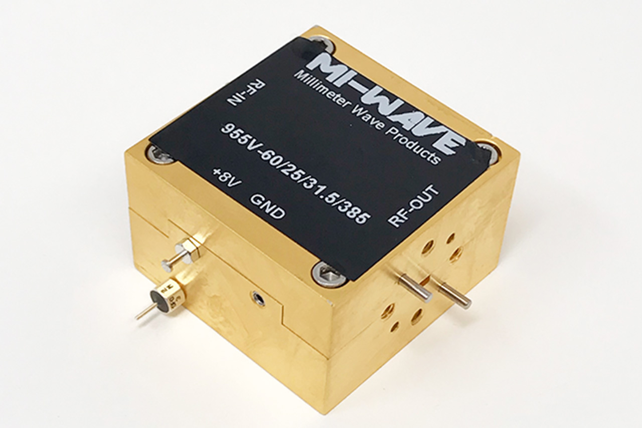 59-61 GHz V band Power Amplifier, Small Signal Gain (dB) 25 dB, Output Power (Psat) (dBm) +31.5 dBm, Amp Bias +5V to +8V